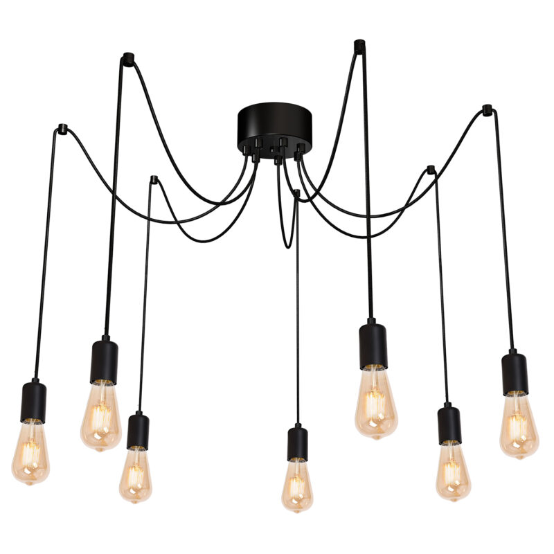 Żyrandol Luminex Spindel black x7