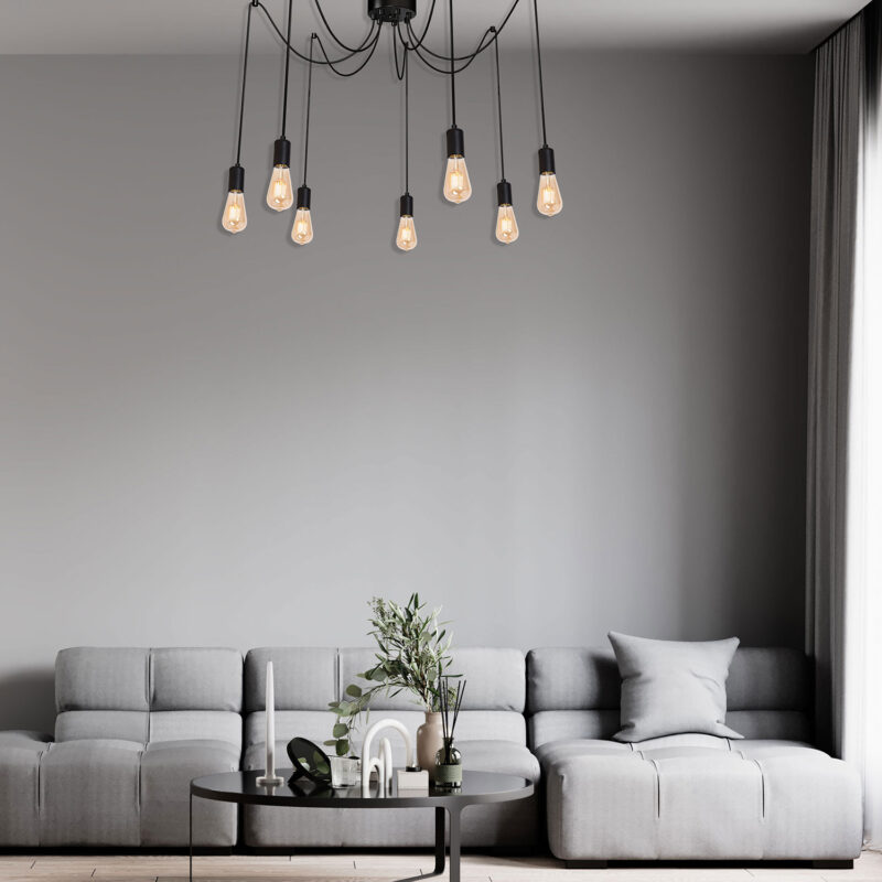 Żyrandol Luminex Spindel black x7 - obrazek 4