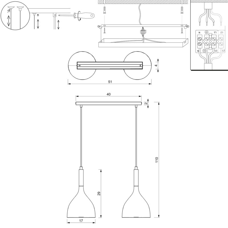 Żyrandol Luminex Noak White/chrome x2 - obrazek 5