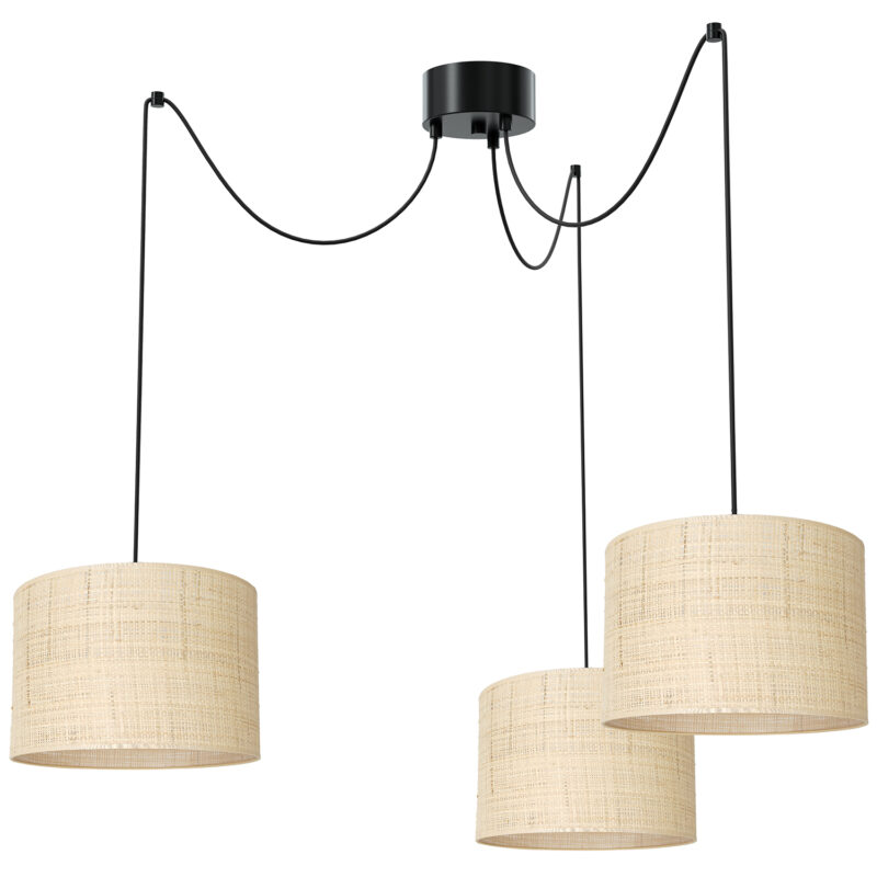 Żyrandol Luminex Spindel Rattan Dia 250 Black/gold x3
