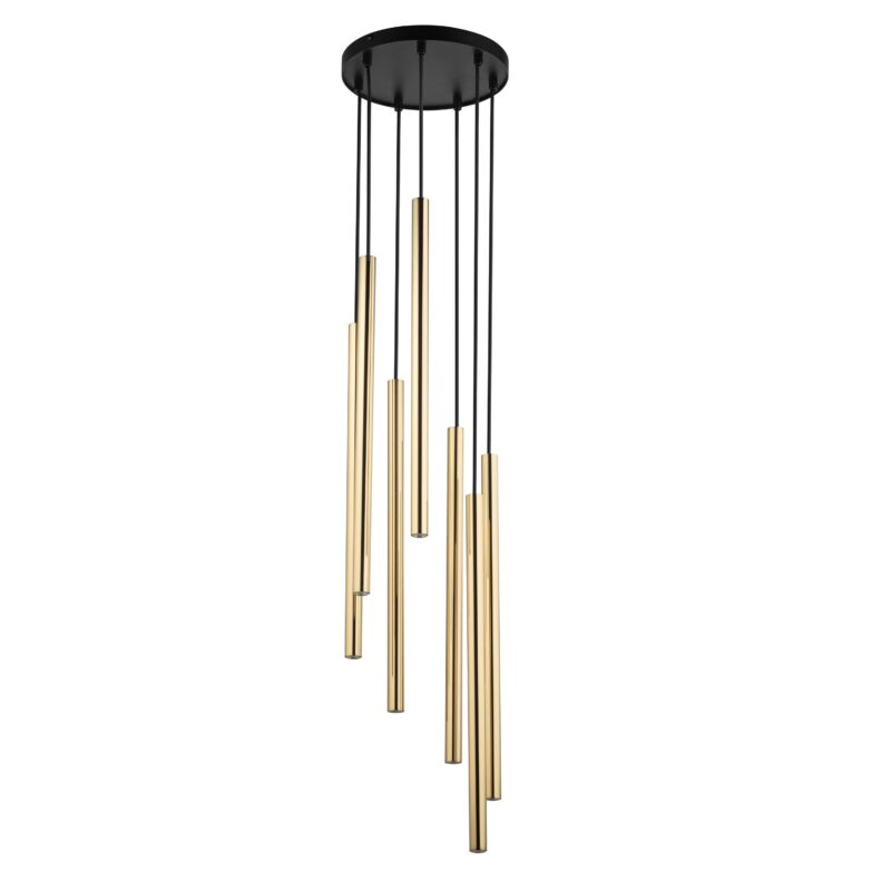 Lampa Wisząca Sigma Sopel Lux Koło Czarny/Złoty x7