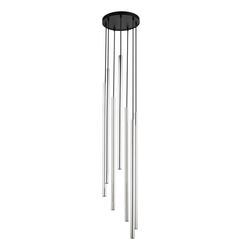 Lampa Wisząca Sigma Sopel Lux Koło Długi Czarny/Srebrny x7
