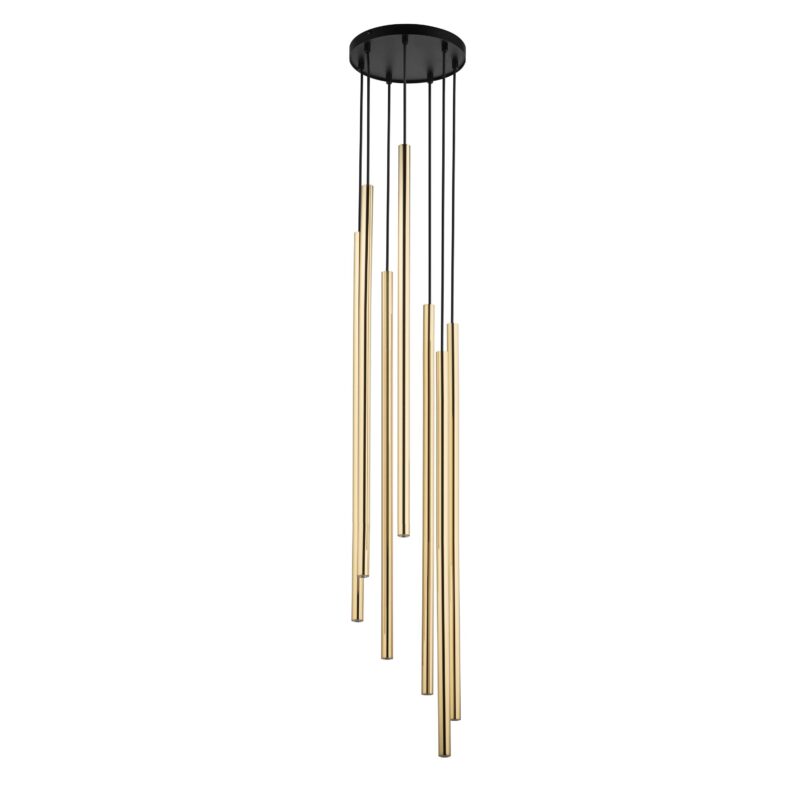 Lampa Wisząca Sigma Sopel Lux Koło Długi Czarny/Złoty x7