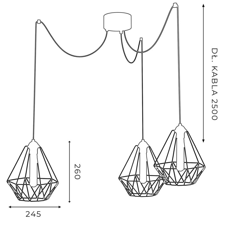 Żyrandol Luminex Spindel Basket Dia 250/h=260 Black x3 - obrazek 5