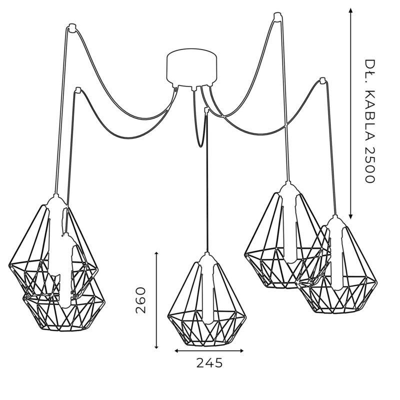Żyrandol Luminex Spidnel Basket Dia 250/h=260 Black x5 - obrazek 5