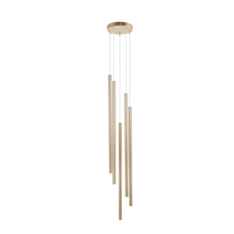 Lampa Wisząca Sigma Sopel Premium Koło Długi Złoty Szczotkowany x5