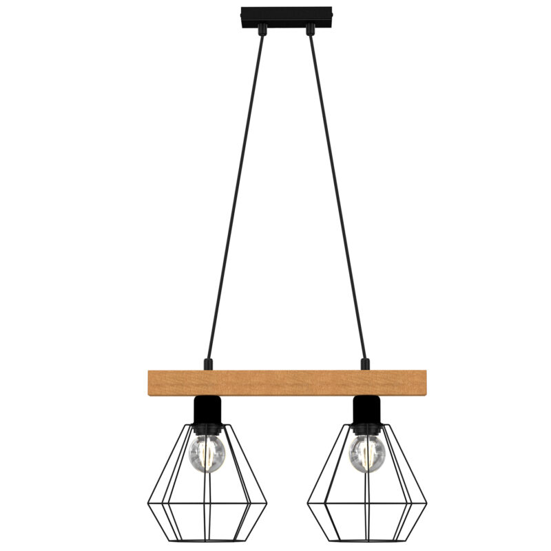 Żyrandol Luminex Vastra (basket 185mm) Black/wood x2