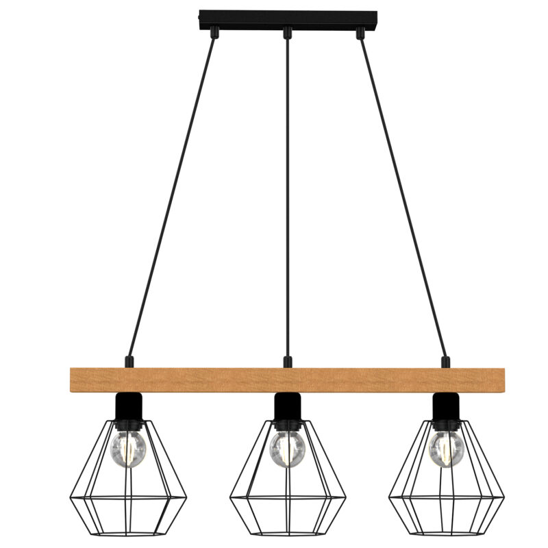 Żyrandol Luminex Vastra (basket 185mm) Black/wood x3