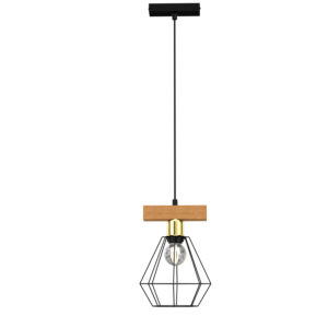 Żyrandol Luminex Vastra (basket 245mm) Black-gold/wood x1
