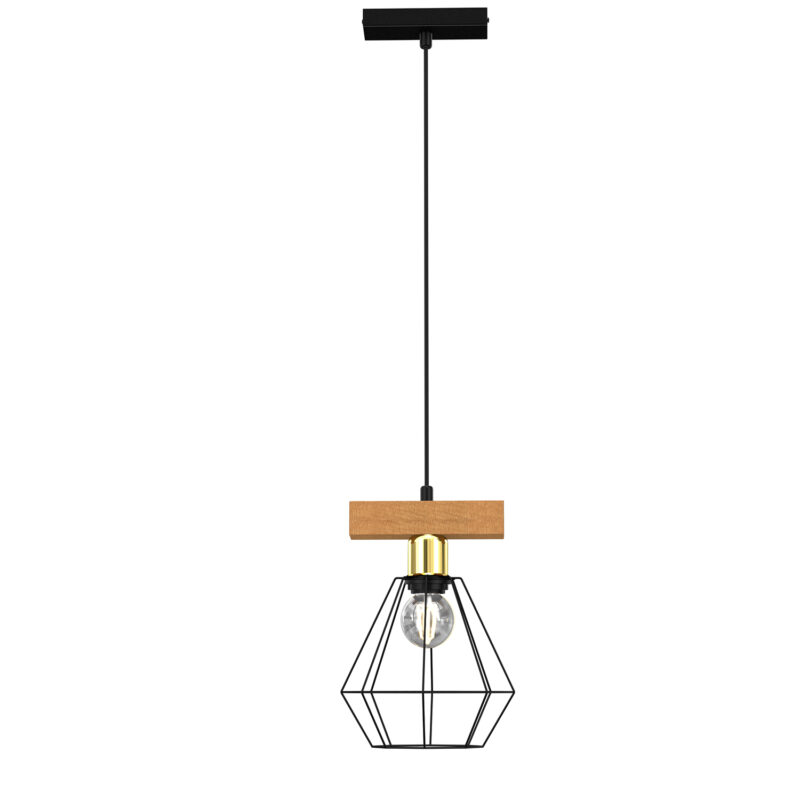 Żyrandol Luminex Vastra (basket 245mm) Black-gold/wood x1