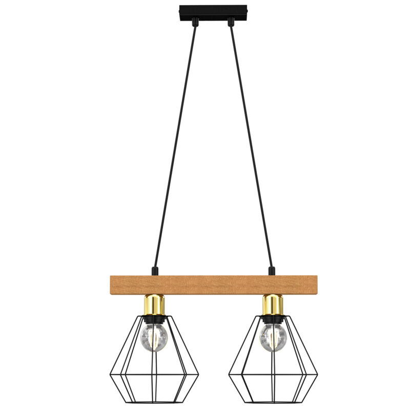 Żyrandol Luminex Vastra (basket 185mm) Black-gold/wood x2