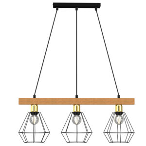 Żyrandol Luminex Vastra (basket 185mm) Black-gold/wood x3