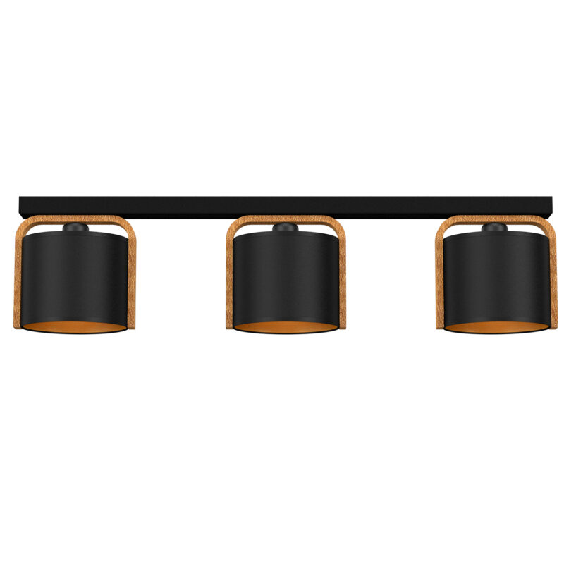 Plafon Luminex Line Bar Jonko Black/wood (black/gold Cylindric Shade 2932) x3