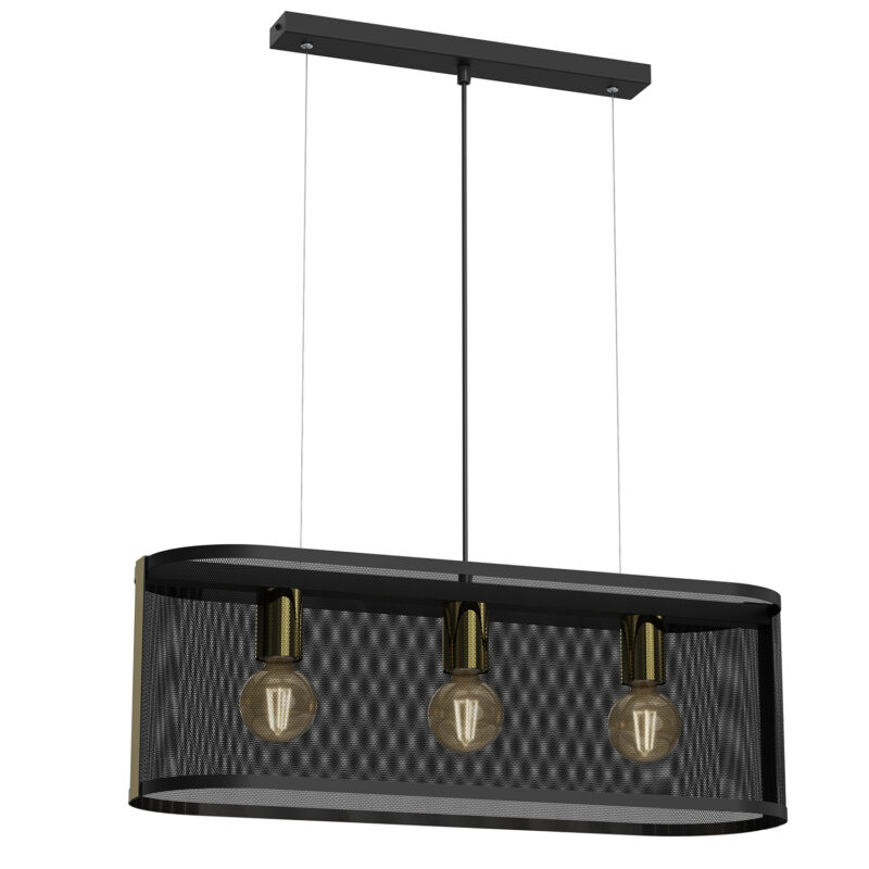 Żyrandol Luminex Oval Kaga Black/gold x3
