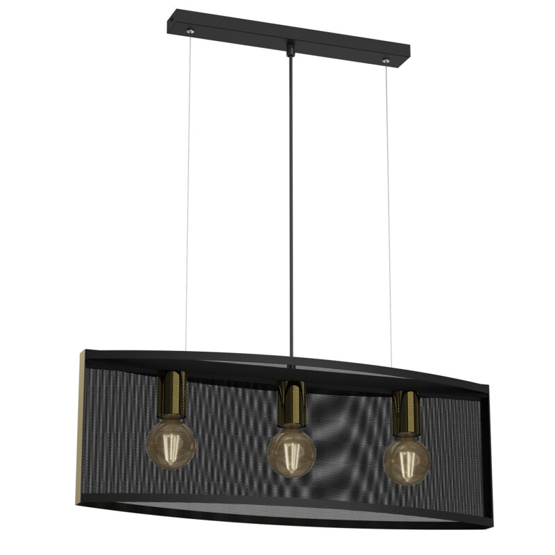 Żyrandol Luminex Kaga Tear Shape Black/gold x3