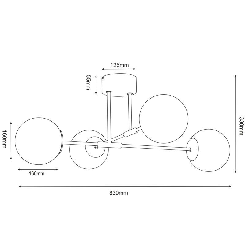 Plafon Luminex Glame Black/chrome x4 - obrazek 5