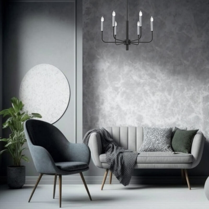 Żyrandol Luminex Akasya Black/chrome x6 - obrazek 4