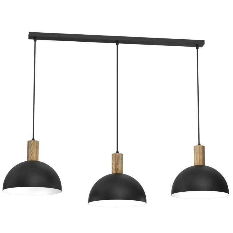 Żyrandol Luminex Handa Black/wood x3