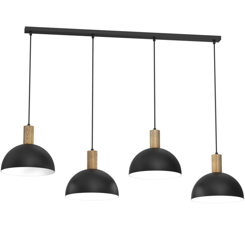 Żyrandol Luminex Handa Black/wood x4