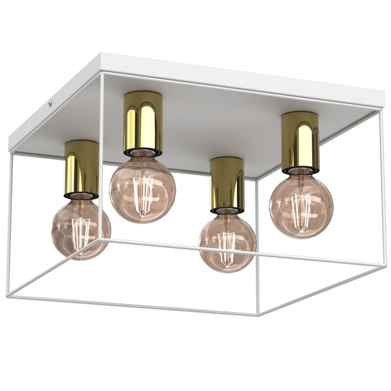 Plafon Luminex Homen Square White/gold x4
