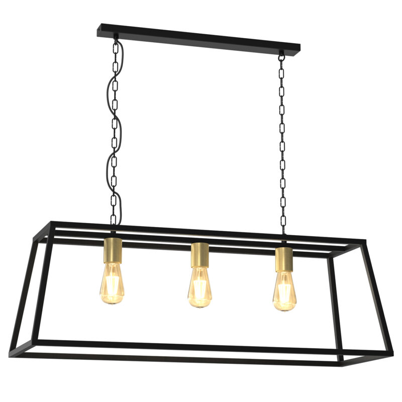 Żyrandol Luminex Frame Black/antic Brass x3