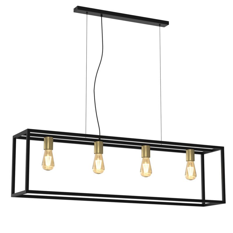 Żyrandol Luminex Frame Black/antic Brass x4