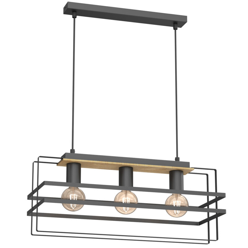 Żyrandol Luminex Kortez Black/wood x3