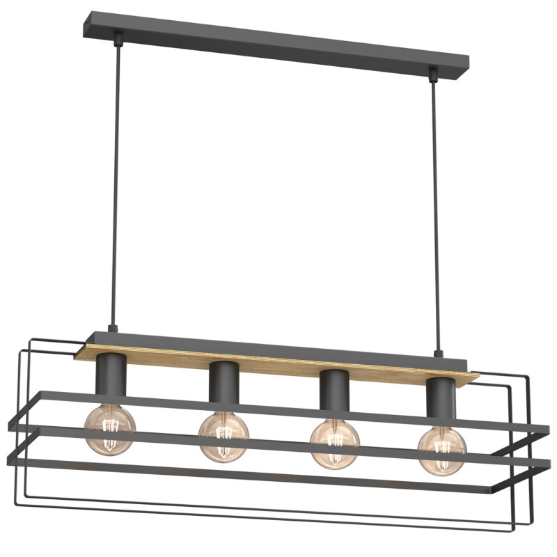 Żyrandol Luminex Kortez Black/wood x4