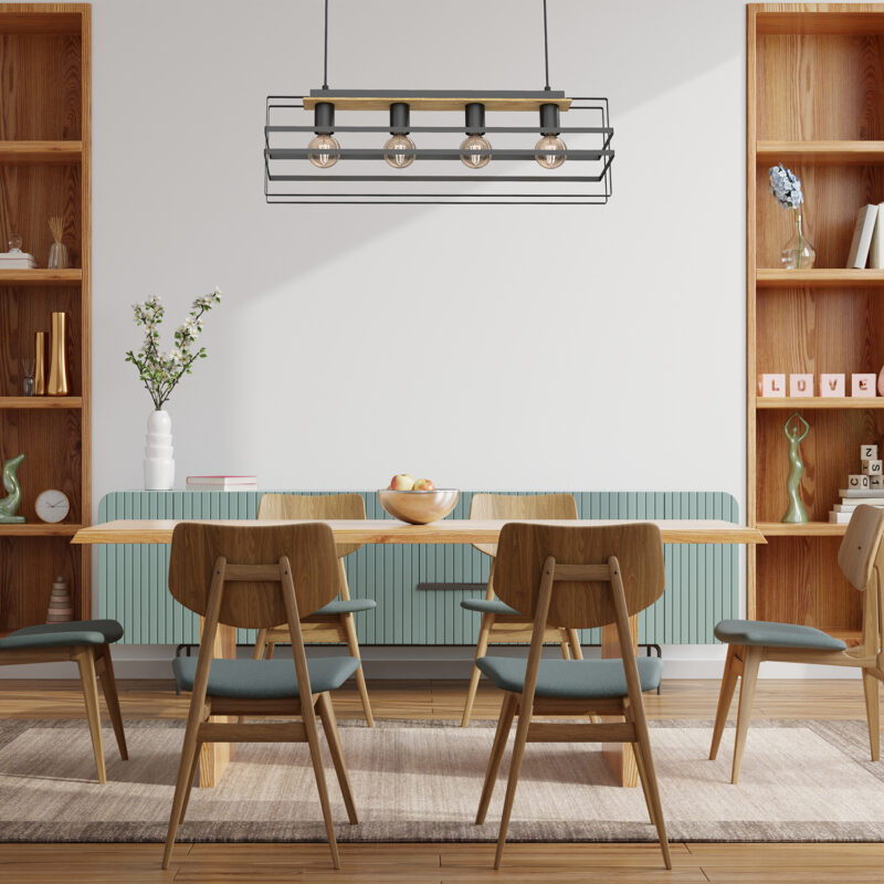 Żyrandol Luminex Kortez Black/wood x4 - obrazek 4