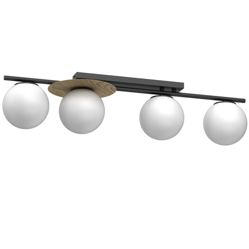 Plafon Luminex Orbital Black/wood Decor x4
