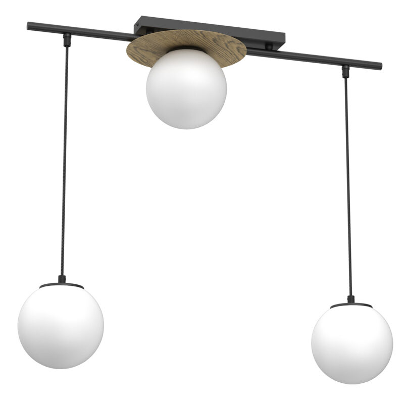 Żyrandol Luminex Orbital Black/wood Decor x3