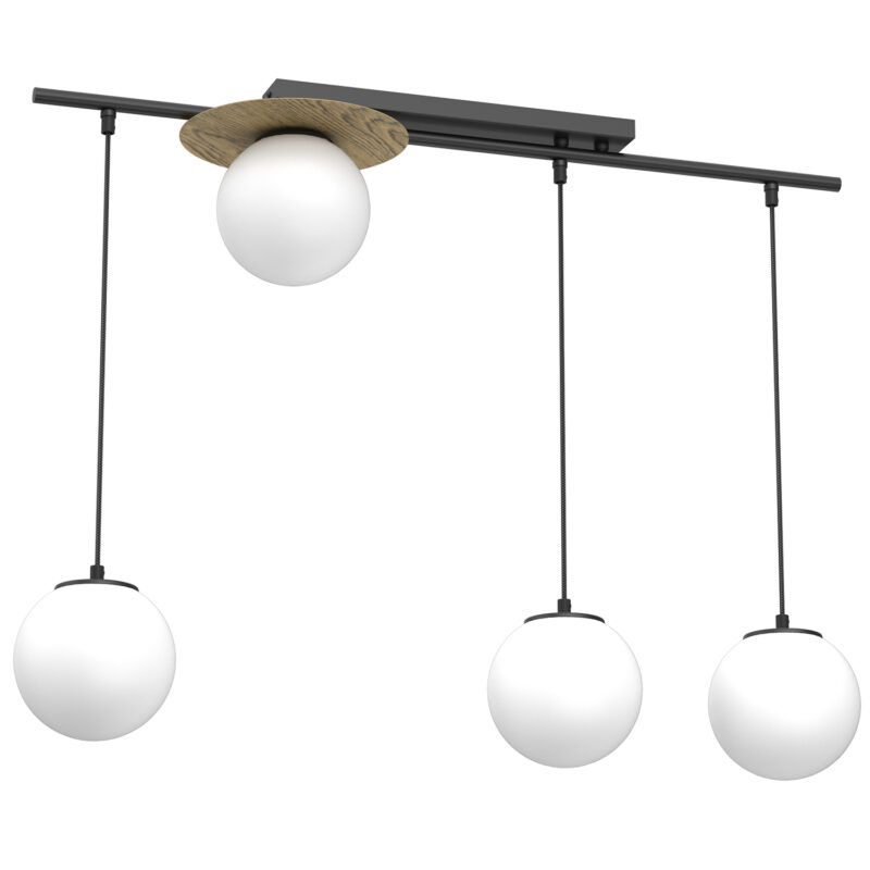 Żyrandol Luminex Orbital Black/wood Decor x4