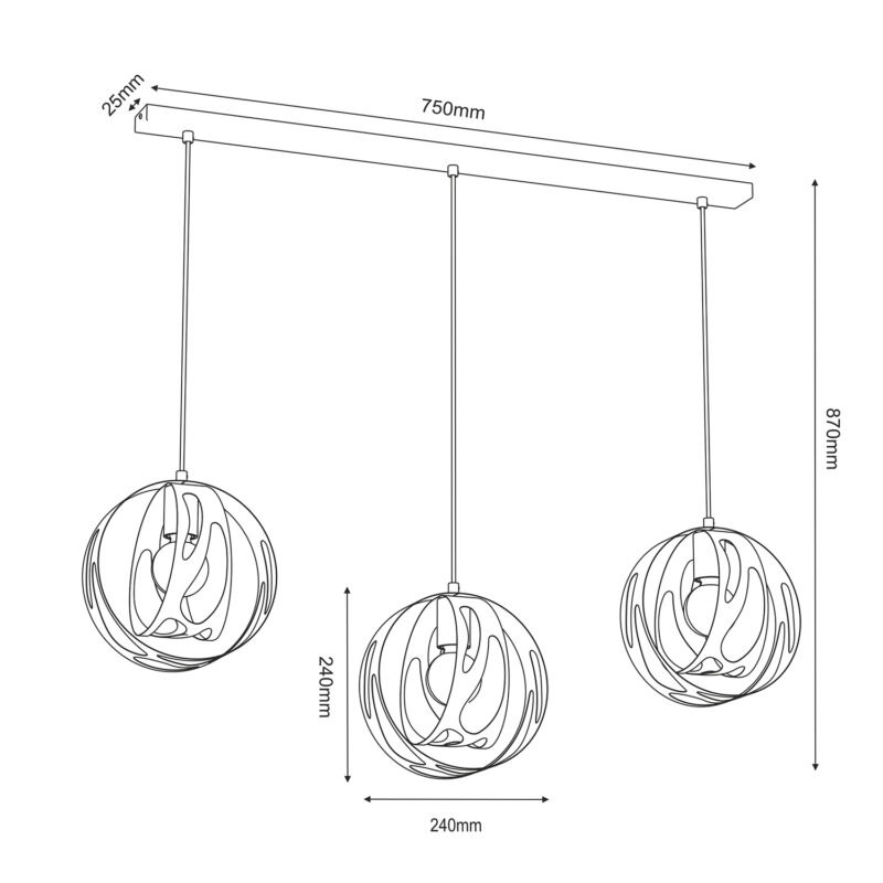 Żyrandol Luminex Agava Black x3 - obrazek 5