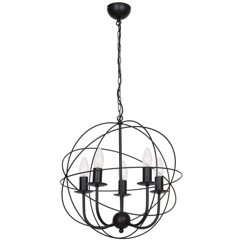 Żyrandol Luminex Globe black x5