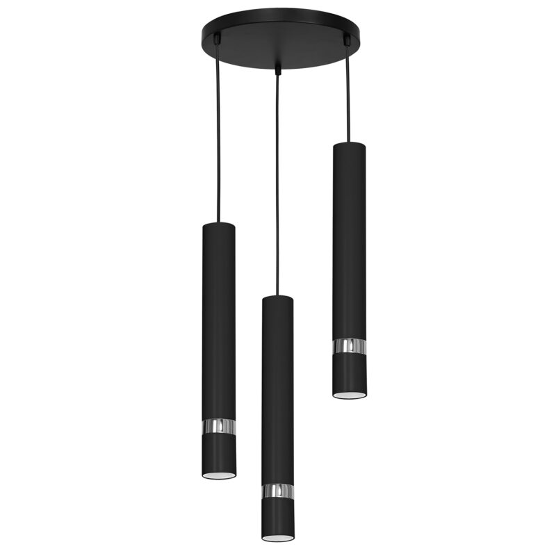 Żyrandol Luminex Reno czarny/chrom talerz x3
