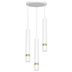 Żyrandol Luminex Reno biało/złoty talerz x3