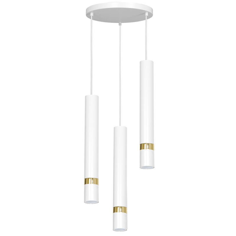 Żyrandol Luminex Reno biało/złoty talerz x3