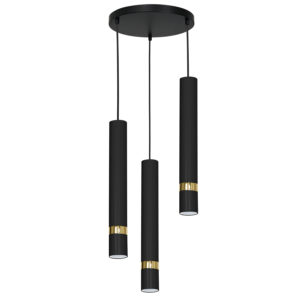 Żyrandol Luminex Reno czarno/złoty talerz x3
