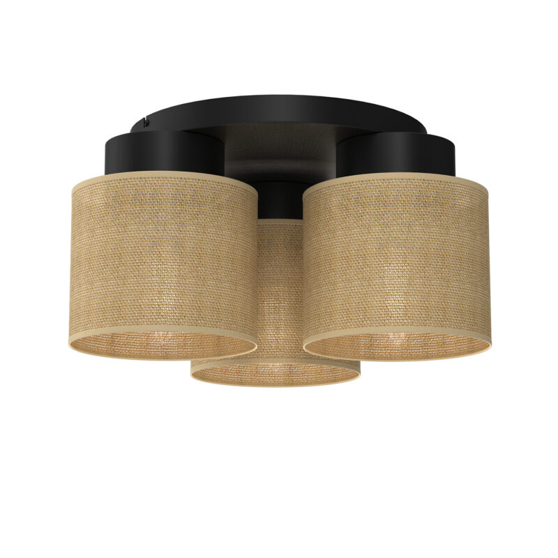 Plafon Luminex Jute Black, Cylinder Shade x3