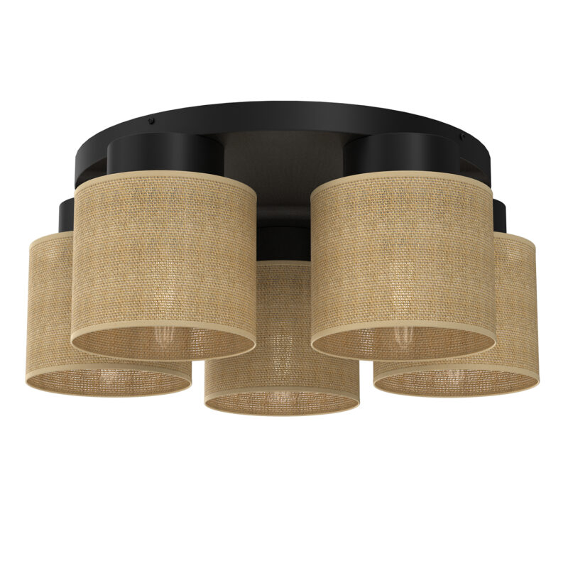 Plafon Luminex Jute Black, Cylinder Shade x5
