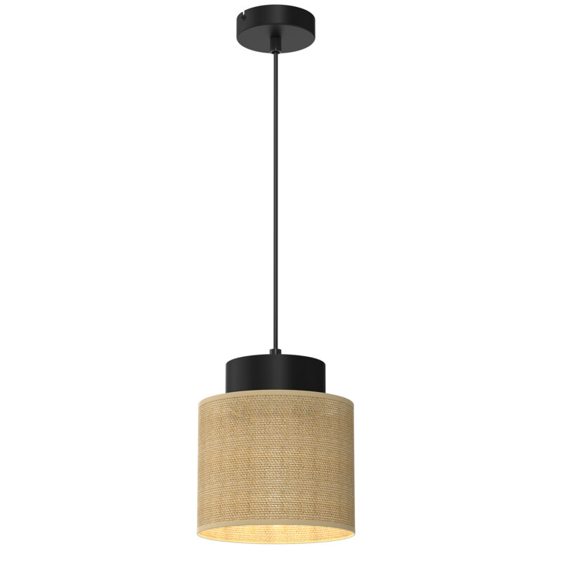 Żyrandol Luminex Jute Black, Cylinder Shade Dia 180, H 150