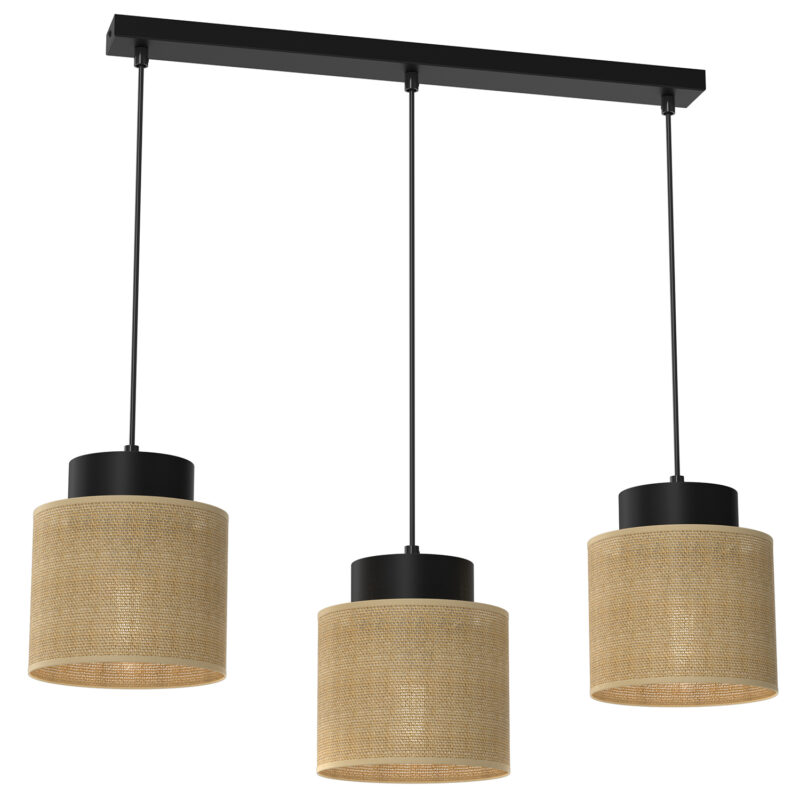 Żyrandol Luminex Jute Listwa, Black, Cylinder Shade Dia 180, H 150