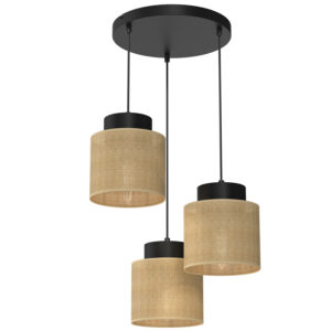 Żyrandol Luminex Jute Talerz Dia 300, Black, Cylinder Shade Dia 180, H 150