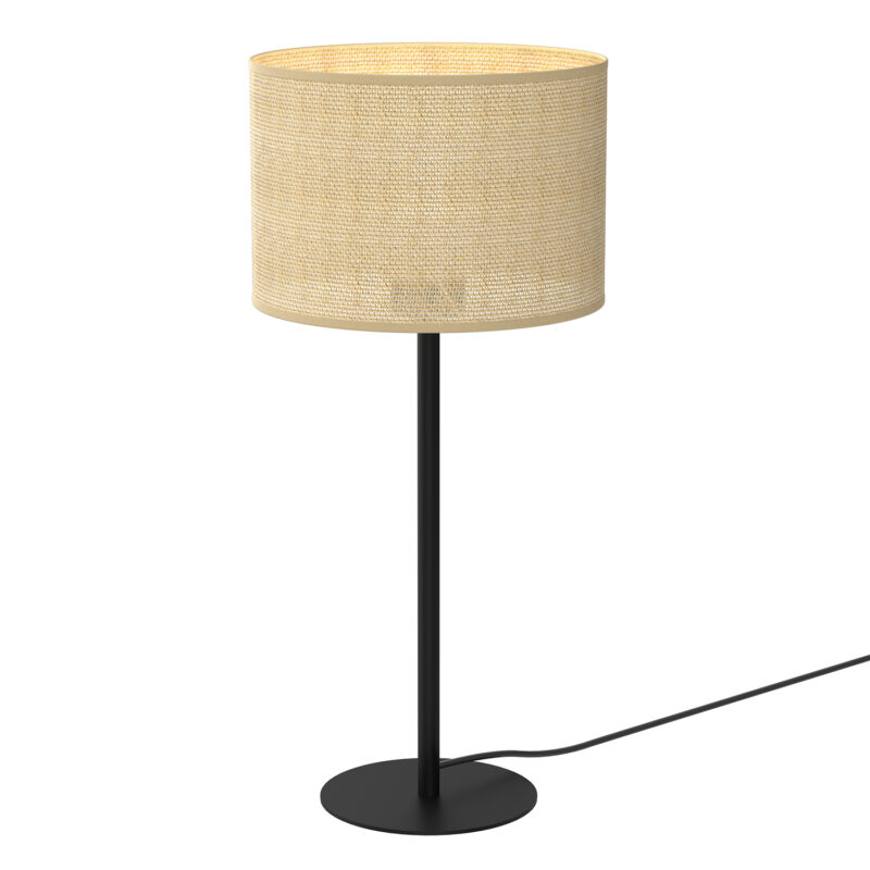 Lampka Gabinetowa Luminex Jute H 58 Black, Cylinder Shade Dia 250, H 170