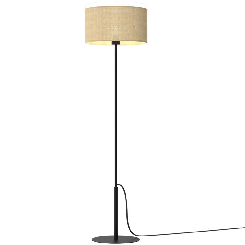 Lampa Podłogowa Luminex Jute Prosta, Black, Cylinder Shade Dia 400, H 200