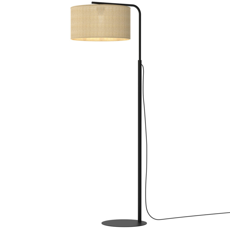 Lampa Podłogowa Luminex Jute Ramię, Black, Cylinder Shade Dia 400, H 200