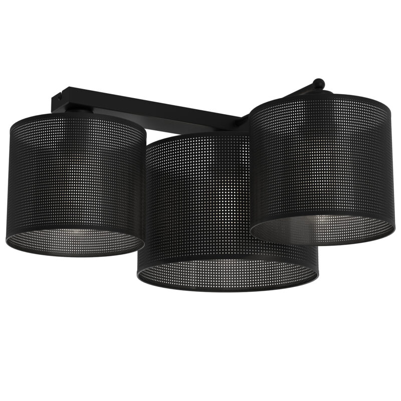 Plafon Luminex Loft Shade Black 90 Degree, Cylinder Shade Dia 250, H=170 + Dia 180, H=150 Black x3