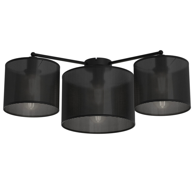 Plafon Luminex Loft Shade Black 120 Degree, Cylinder Shade Dia 250, H=170 + Dia 180, H=150 Black x3