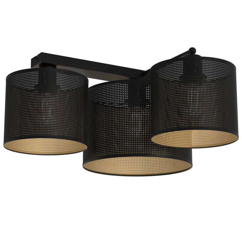 Plafon Luminex Loft Shade Black 90 Degree, Cylinder Shade Dia 250, H=170 + Dia 180, H=150 Black/gold x3