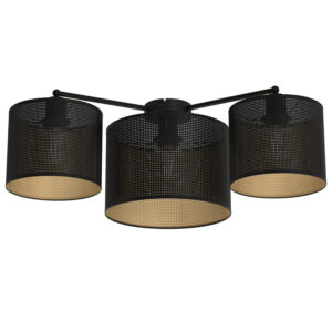 Plafon Luminex Loft Shade Black 120 Degree, Cylinder Shade Dia 250, H=170 + Dia 180, H=150 Black/gold x3